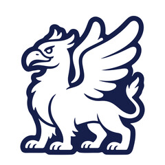 Naklejka premium A stylized griffin icon with outstretched wings in a flat, minimalist design