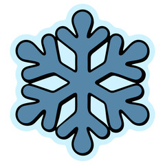 Obraz premium A blue snowflake icon with a black outline and transparent background