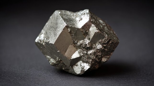 Interesting crystal structure shows distinct facets and reflections in the light, highlighting its unique formation and texture against a dark background