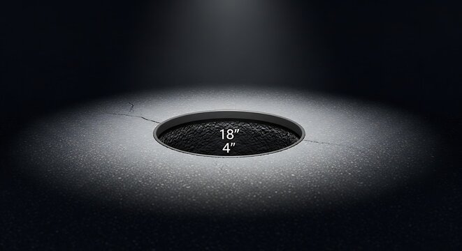 Circular black metal pot resting on a rough concrete surface