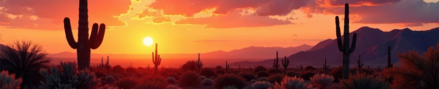 Giant saguaro cactus bathed in sunset's glow near Phoenix , rock, sunset