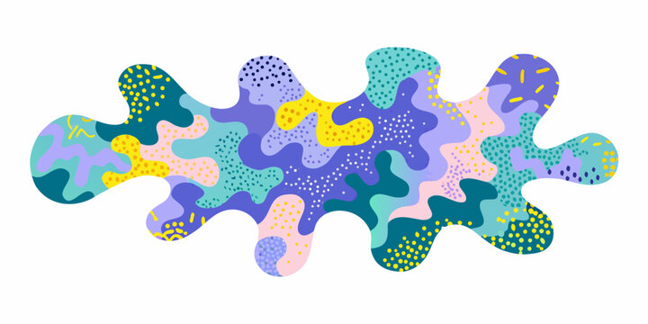 Colorful abstract puzzle piece with patterned shapes and vibrant textures