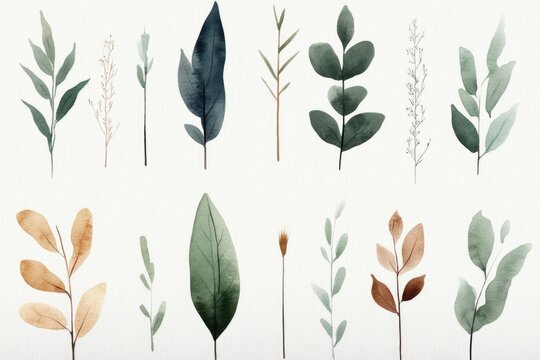 Seamless watercolor bohemian plant pattern