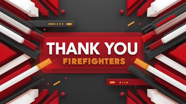 Modern 3D Thank You Greeting Card for Firefighters