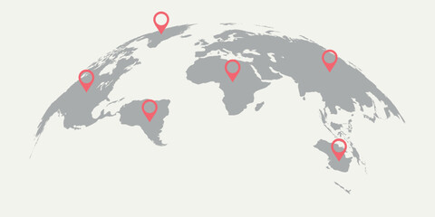 Vector world map with pointers   © meranda
