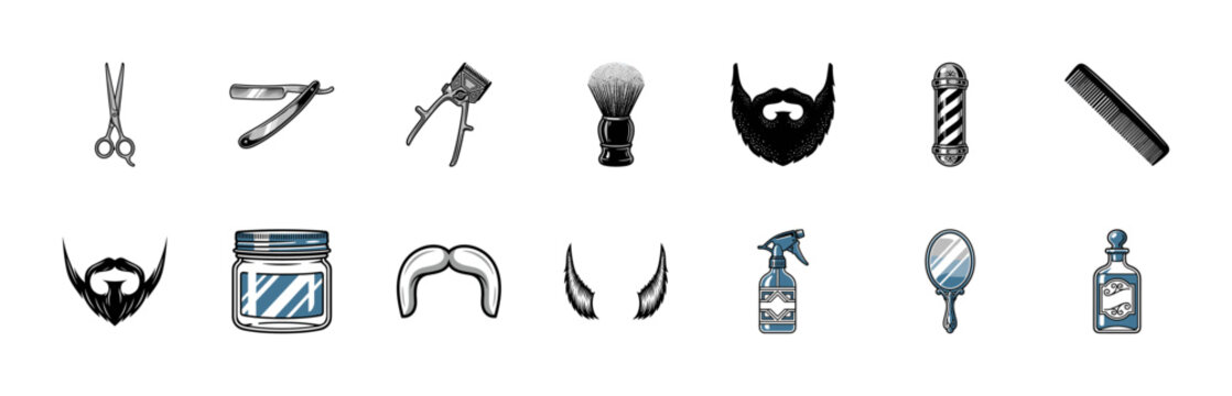 Vintage Barbershop Grooming Elements
