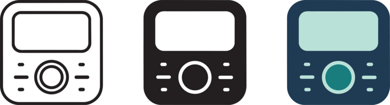 Digital kitchen timer icons in 3 styles featuring outline and flat vector design elements