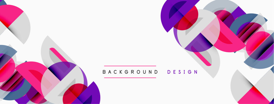Abstract geometric shapes overlap, creating vibrant pink, purple, gray design. Minimalist style with text indicating background element.