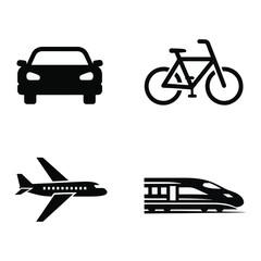 Fototapeta premium Modern Transport Vehicle Black Silhouette Vector Collection