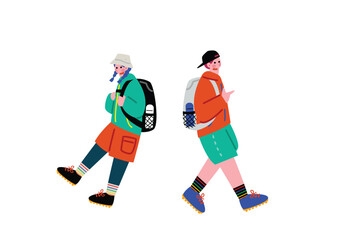 Obraz premium アウトドア好きの男女のイラスト