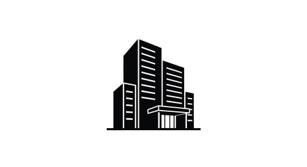 Fototapeta premium Minimalist black and white illustration of a modern building facade