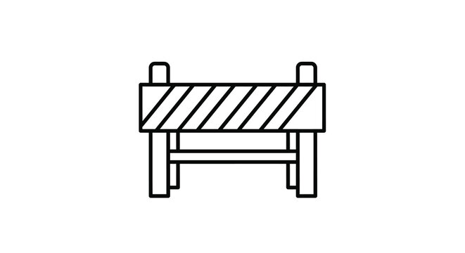 Simple line drawing of a wooden barrier or construction blockade