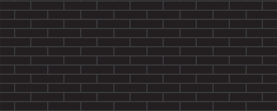 black brick wall texture, seamless cladding pattern for interior decoration, kitchen backsplash, plastic panel, building outdoor design. Abstract minimal background, vector eps 10