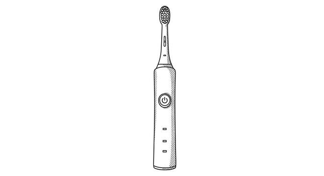 A detailed sketch of a modern electric toothbrush on a white background