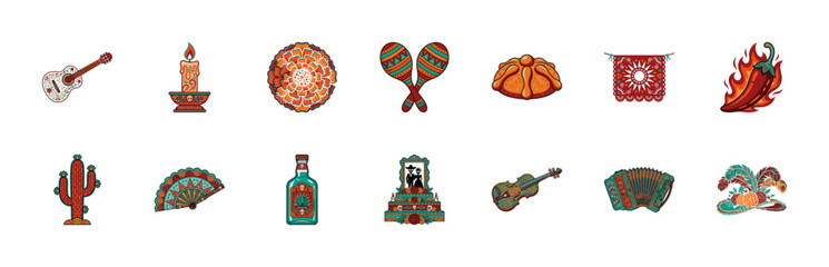 Fototapeta premium Day of the Dead Mexican Folk Art Assets