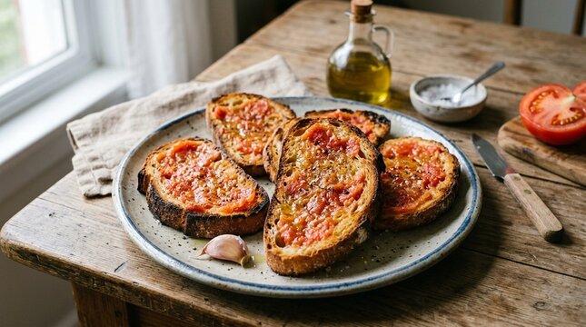 Pan con Tomate with Rubbed Tomato on Toasted Bread