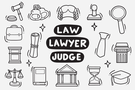 set of law doodle good for background, wallpaper, element design, icon, etc