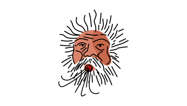 Aeolus Portrait, flat vector illustration