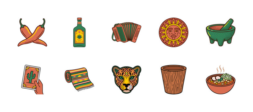 Mexican Folklore Cultural Graphic Set