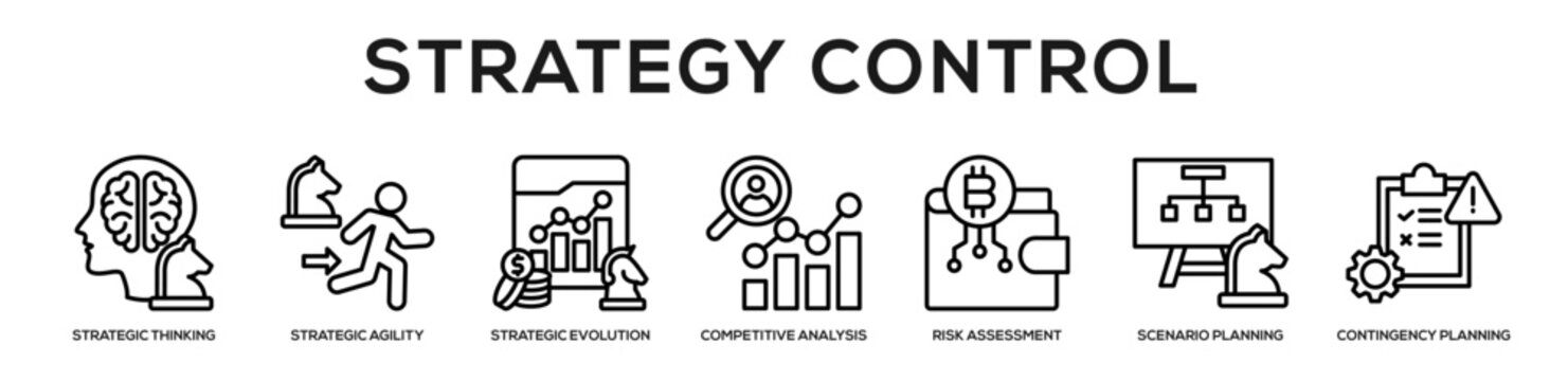 Strategy Control web banner icon illustration concept