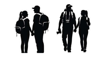 Four people walking together viewed from the side a striking silhouette © MDShawon