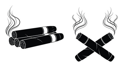 Two arrangements of cigars depicted in a striking black silhouette © MDShawon