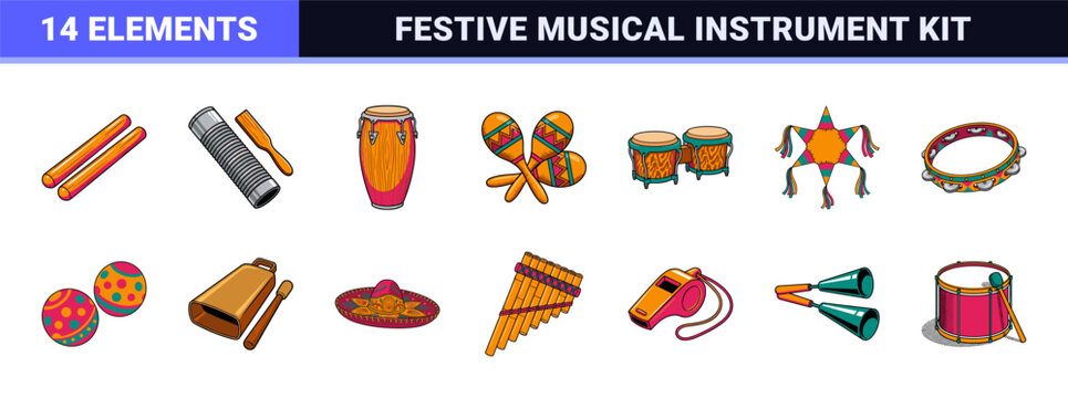 Latin Musical Percussion Instrument Set