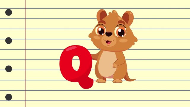 Q Is For Quokka Cartoon Character Alphabet Animation For Kids Learning &ndash; 4K Animation Video Motion Graphics With Background