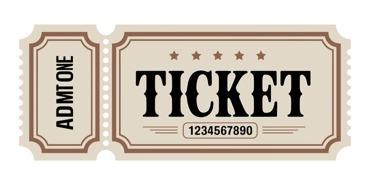 Vintage Style Admission Ticket Design With Number Code Isolated