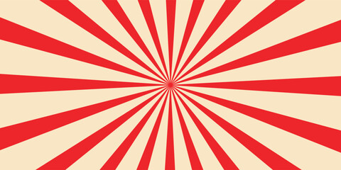 Circus background and spiral retro rays vector pattern. Vintage poster of red white sun or star burst radial lines with grunge texture, circus, carnival, summer fair or chapiteau backdrop,eps.10 © anita