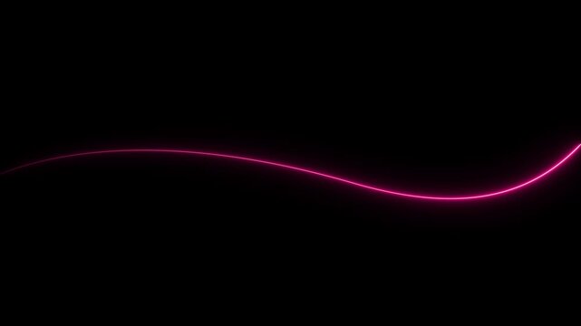 Glowing pink neon light trail forming a smooth horizontal wave line across a solid black background for motion and abstract visual effects in production and digital media projects
