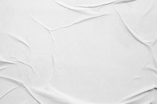 White Crumpled Glued Paper Texture Background for Poster Mockup