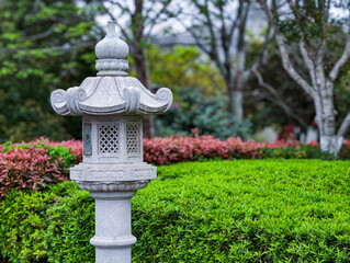 Fototapeta premium Granite Chinese Lantern in the garden