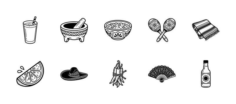 Mexican Folk Art and Cuisine Graphic Assets