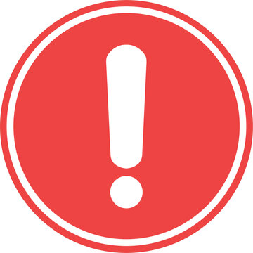 Warning circle illustration, red alert traffic icon