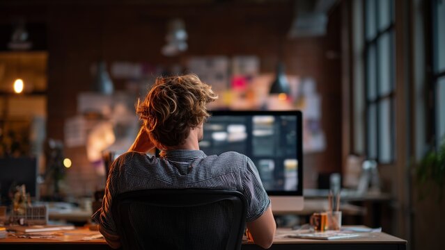 Competent find your power again entrepreneur lifestyle scene with person reviewing goals and regaining focus modern workspace