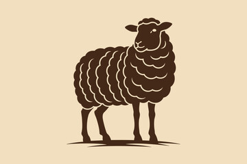 Brown sheep silhouette on beige background animal livestock © Siddhartha