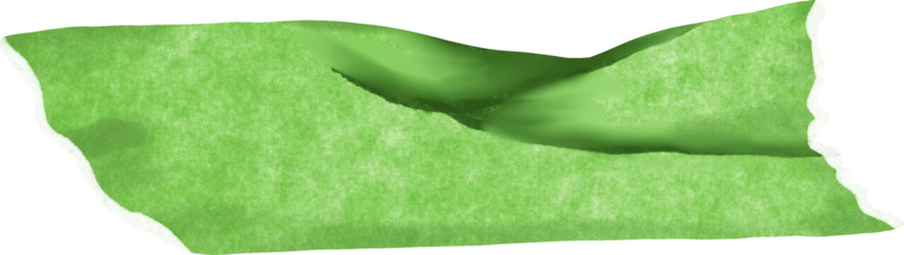 Realistic Green Masking Tape Element for Graphic Design. Adhesive Paper Strip Overlay, UI/UX Background, Crumpled Texture