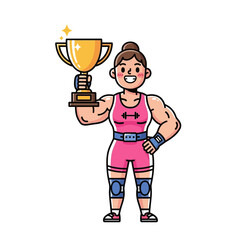 Fototapeta premium Strong Woman Athlete Holding Golden Trophy Celebrating Victory and Achievement in Sports Competition