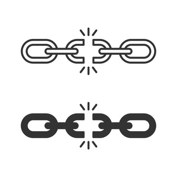 Broken chain link icon shows a connection severed or a failed relationship with two variations