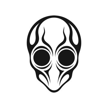 Alien, skull, black, vector icon, illustration, graphic, symbol, logo
