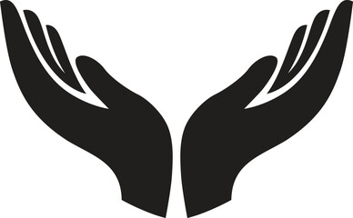 Fototapeta premium Two black hands forming a cupping shape palms facing upwards