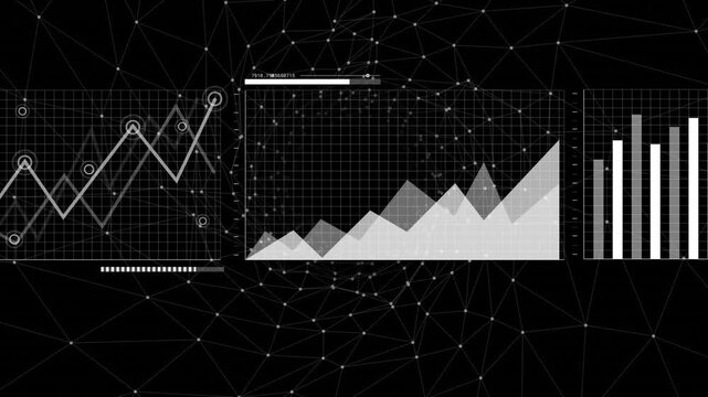 Vertical video: Appearing panel starting data panels shifting over vortex tracing comparison line