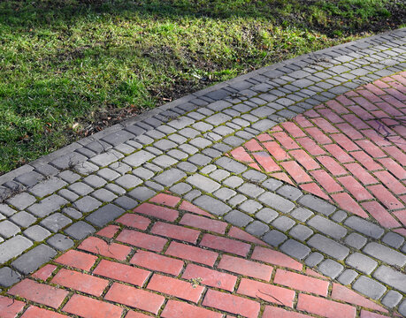 Interlocking Brick Pathway with Grass Border