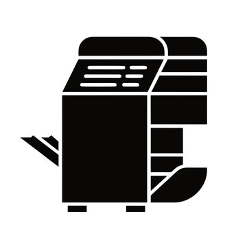 Black printer icon, office printer symbol, printing machine graphic, vector printer logo
