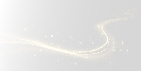 Golden glowing swirl light trail sparkle magic particle streak effect transparent background PNG © ALEXA