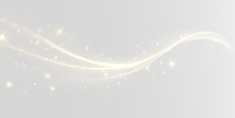 Golden glittering particle light trail swirl magic glow effect transparent background PNG © ALEXA