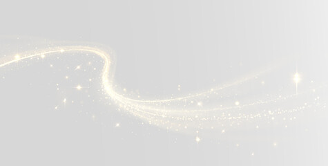 Golden glowing magic sparkle trail light swirl particle effect transparent background PNG © ALEXA
