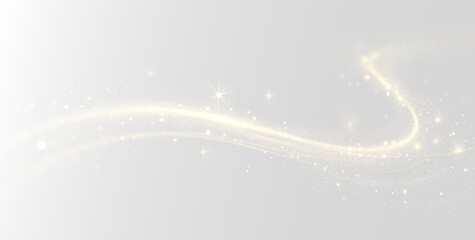 Golden glowing magic sparkle trail light swirl particle effect transparent background PNG © ALEXA