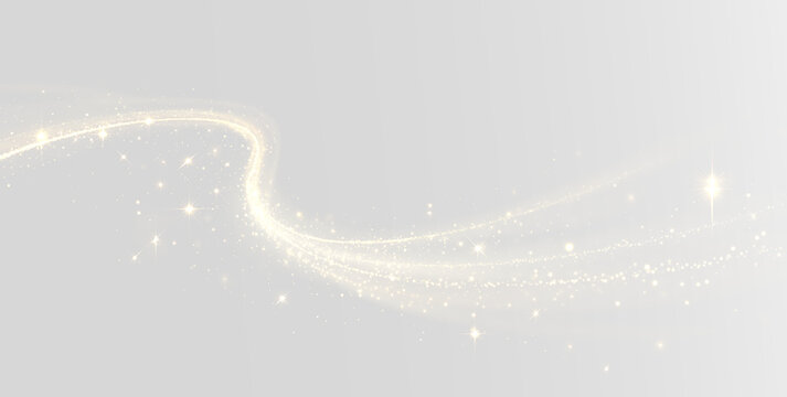 Golden glowing magic sparkle trail light swirl particle effect transparent background PNG